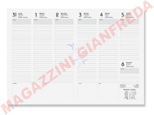RICAMBIO AGENDA SETTIMANALE 2025 cm. 17x24